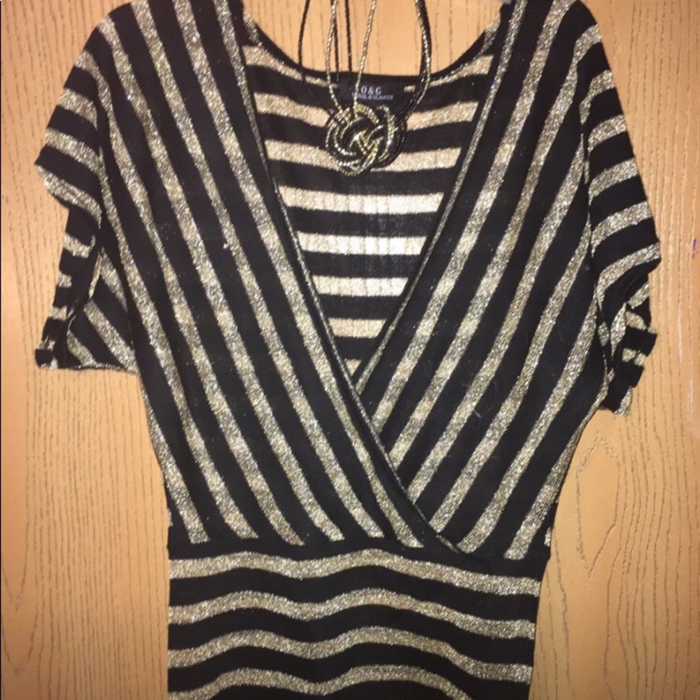 Black and gold shimmer stripe shirt